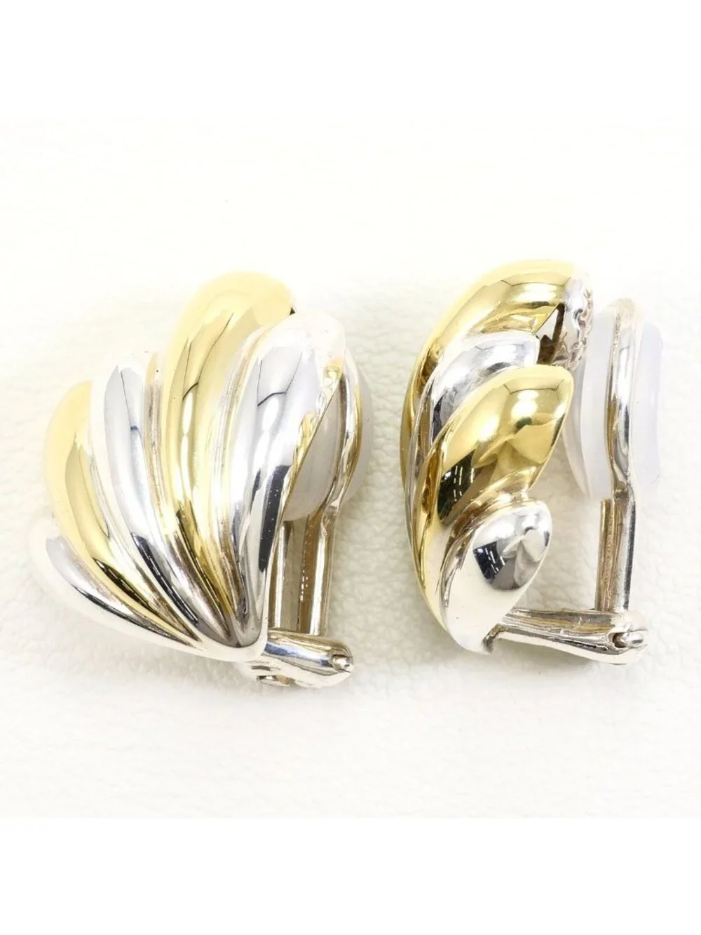 Tiffany & Co Leaf 18k Yellow Gold 925 Sterling Silver Earrings Clip